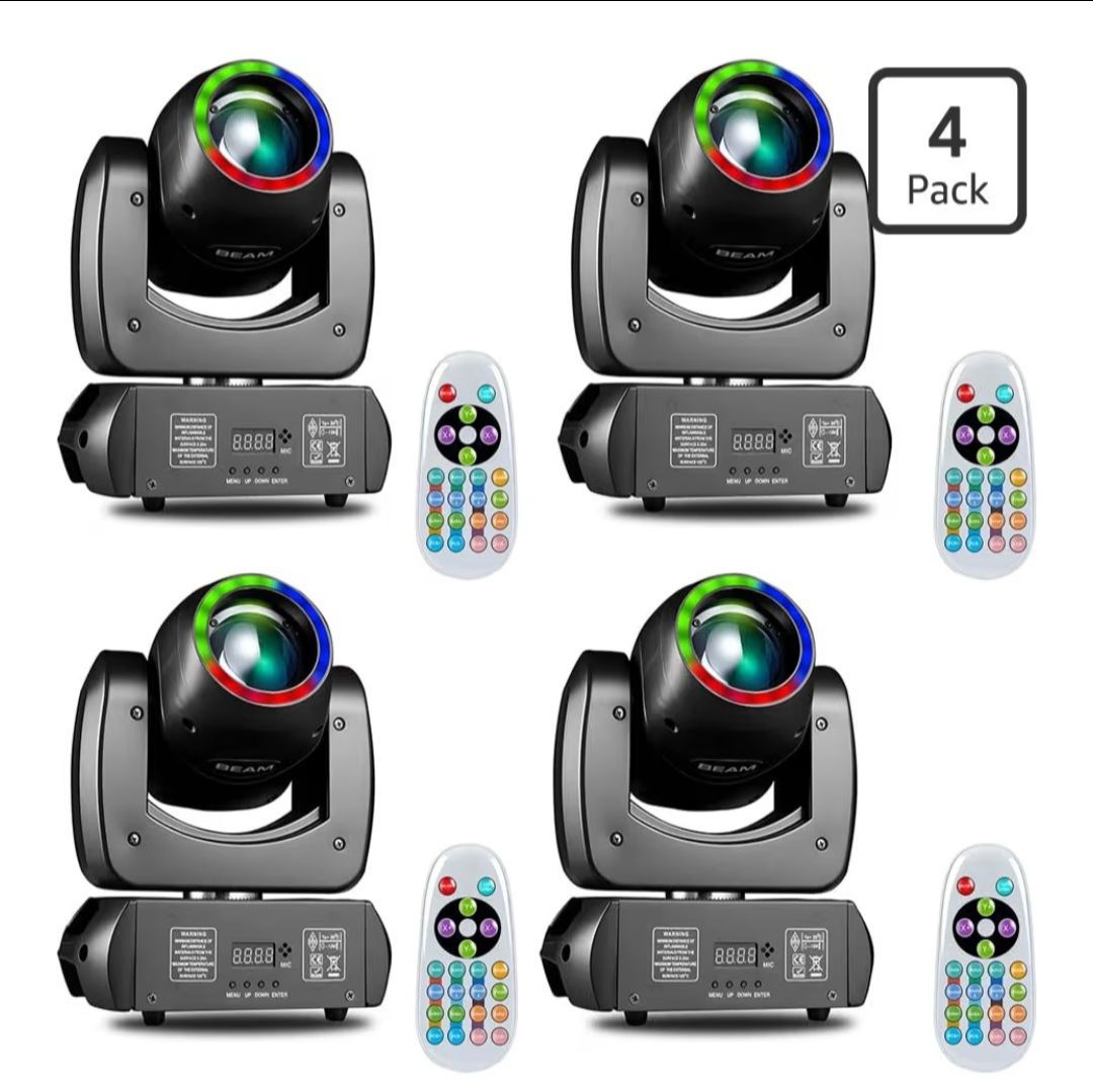 â MINGJIE Moving Head Light, 120W Professional DJ Led Stage Light, Beam Spotlight 110000Lux with 8 Gobos & 8 Colors, DMX512 & Sound Activated & Remote