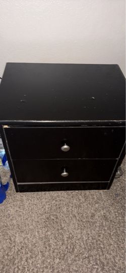 Black 2-Drawer Nightstand