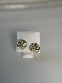 Flower/Knot Stud Cubic Zirconia 14K Gold Filled Earrings 