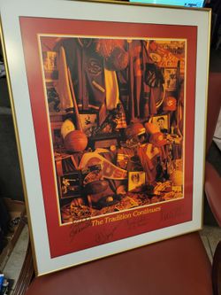 RARE USC TROJAN FRAMED SIGNED AUTOGRAPH PRINT POSTER HEISMAN MARCUS ALLEN OJ SIMPSON CHARLES WHITE MIKE GARRETT FRAMED