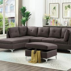 Chaenomeles Sectional With Ottoman

