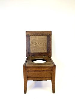 Antique Oak Bedroom Chamber Pot Chair Royal Enamelware Bowl