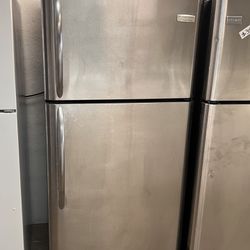 Stainless Steel Top Freezer Refrigerator 30” Wide Used 