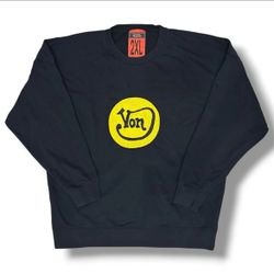 Von Dutch Paris Oversized Black Sweatshirt w/ Beaded Yellow Logo Size 2XL
