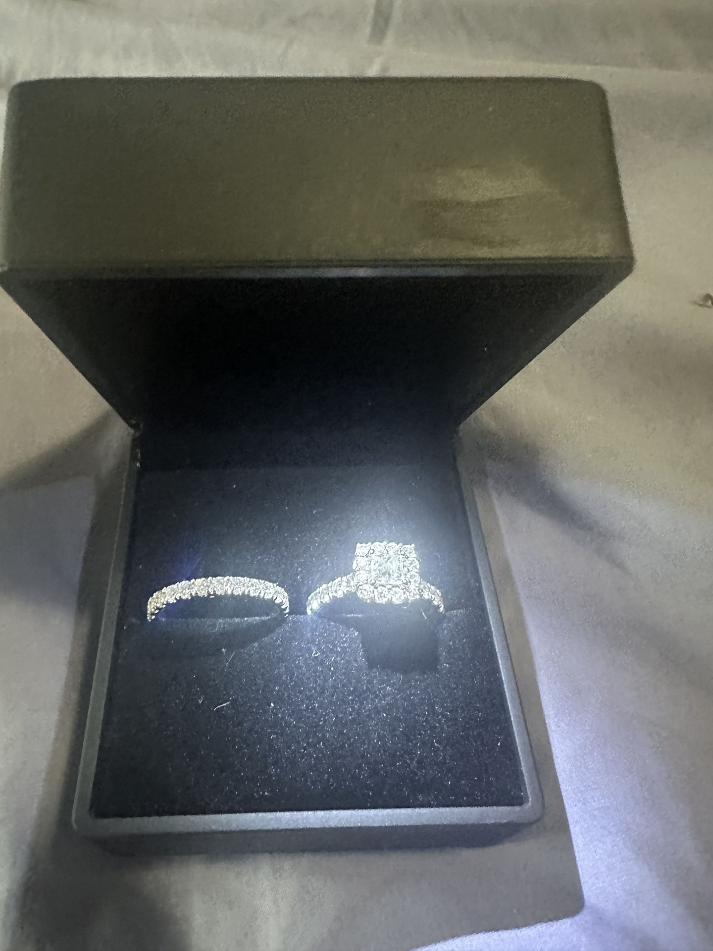2 Ct Total Weight Princess Cut Halo 14K White Gold