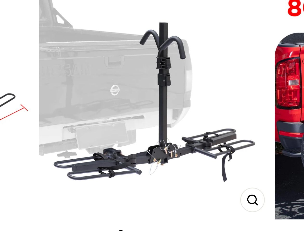 2-Bike Hitch Bike Rack, Pin Clip Folding Bike Carrier, 80 LBS Capacity, Fits 2'' and 1.25'' Receiver