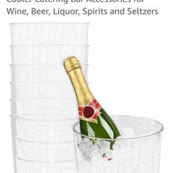 Clear Plastic with Silver Specks Champagne/Wine/Beer Buckets Bundle