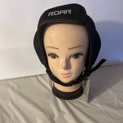 Roar Black Protective Headgear w/Chin Strap 