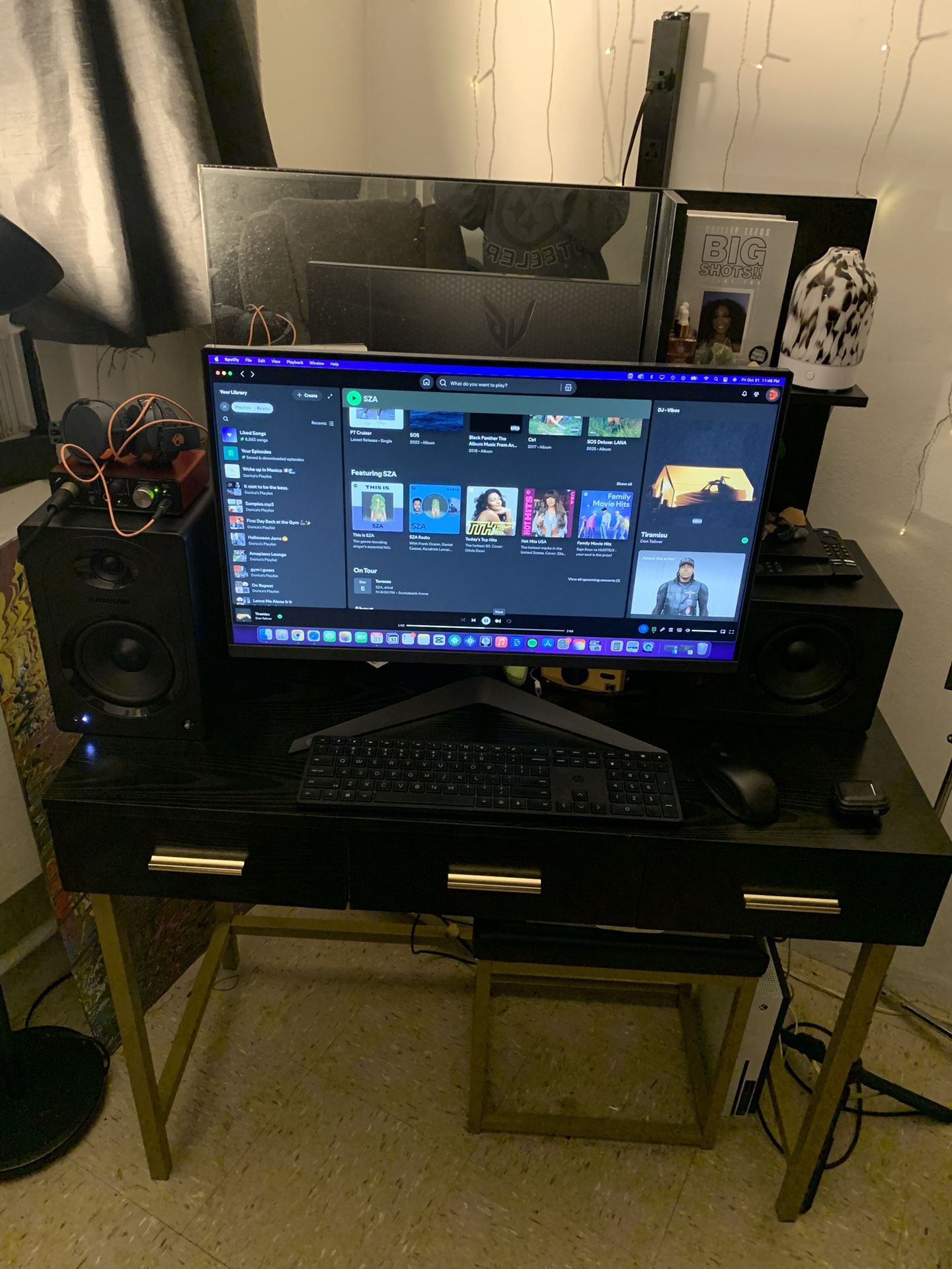 Black & Gold Modern Desk + Matching Mini Table (Set)