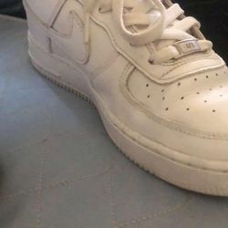 All White Nike Air Forces Size 7
