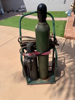 Oxygen Acetylene Torch cart with bottles