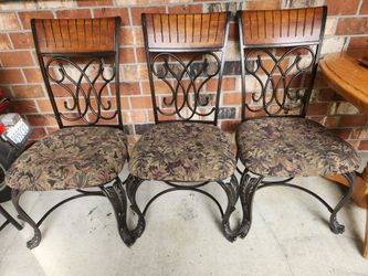 Set of 6  Metal and Wood Dining Chairs