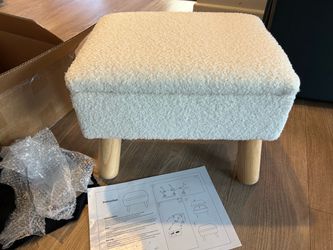 NEW Storage Ottoman Foot Stool with Wood Legs