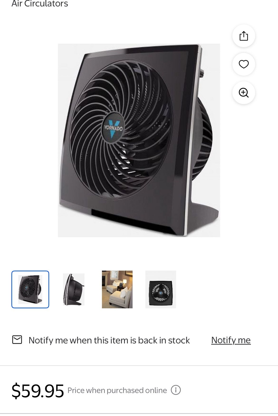 The image shows the medium flat-panel air circulator Vornado 673. It uses proprietary Vornado Vortex technology to circulate air throughout the room.