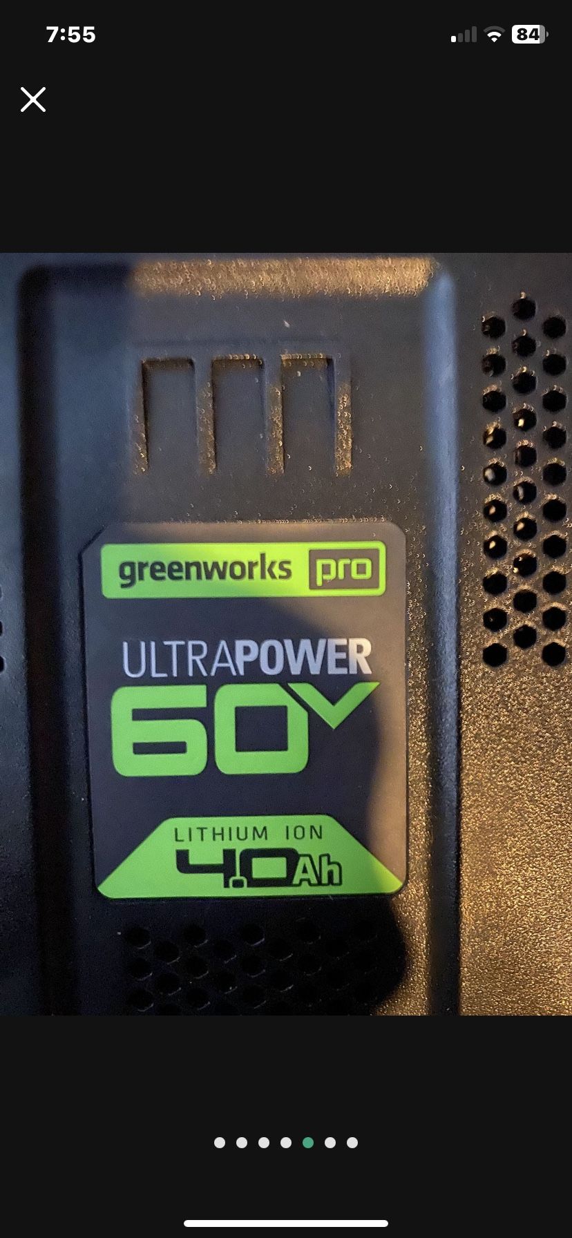 Greenworks 60 Volt 4 AH Battery Used