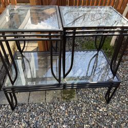Glass Coffee & Side Table Set