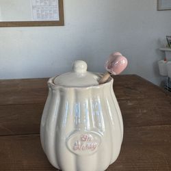 Target Bullseye Valentine’s Day 2024 Honey Pot White Ceramic & Dipper 5" (NEW)