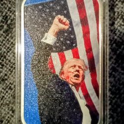 1 oz Silver Bar - Donald Trump "Fight" Assassination Attempt Colorized .999 Fine