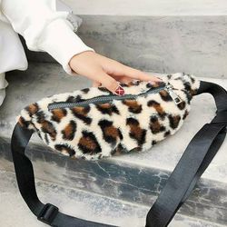 Leopard Print Fur Belt Bag Fanny Pack