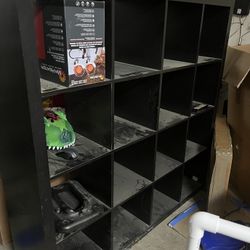 Big  Black Solid Wood Book Shelve Or Storage Shelf
