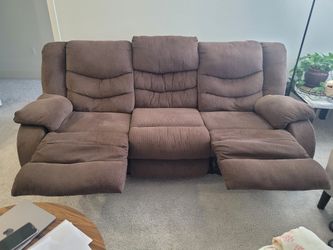 Brown reclining sofa