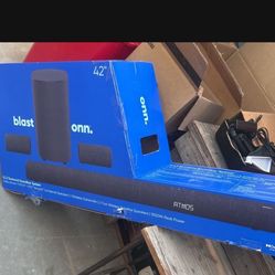 onn. 5.1.2 Surround Soundbar with Dolby Atmos,Wireless Subwoofer and True Wireless Satellite Speakers, 42" Brand New  Open Box  Retails for $199 100% 