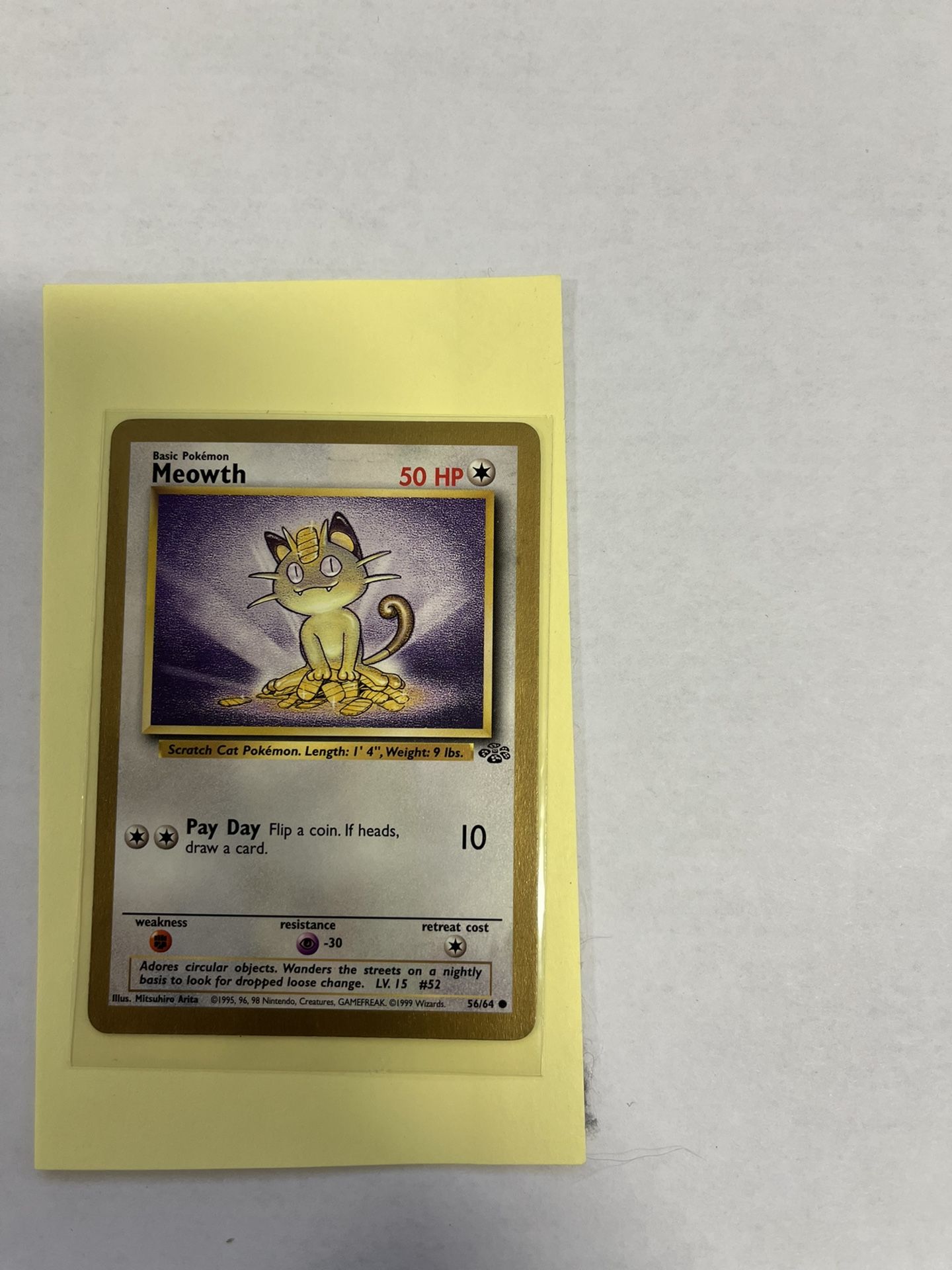 Gold Border Meowth Promo - Rare Fruit Roll-Up Pokemon Card
