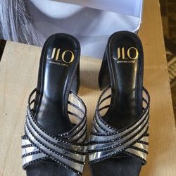 Black And Sparkle Wedges