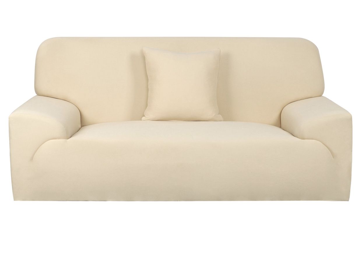 3 Seat Sofa Slip Cover-New Stretch Piccocasa W/pillow Case-Beige