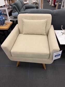 Abbyson Bradley Fabric Accent Chair – Ivory & Teal