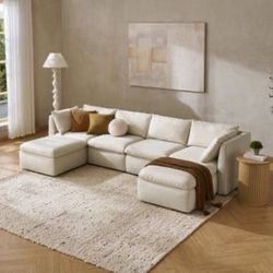 Mopio 6 Seats Modular Sectional Sofa with Fully Removable Covers, Large Storage (Oat)