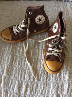 Converse high tops brown leather sz 1