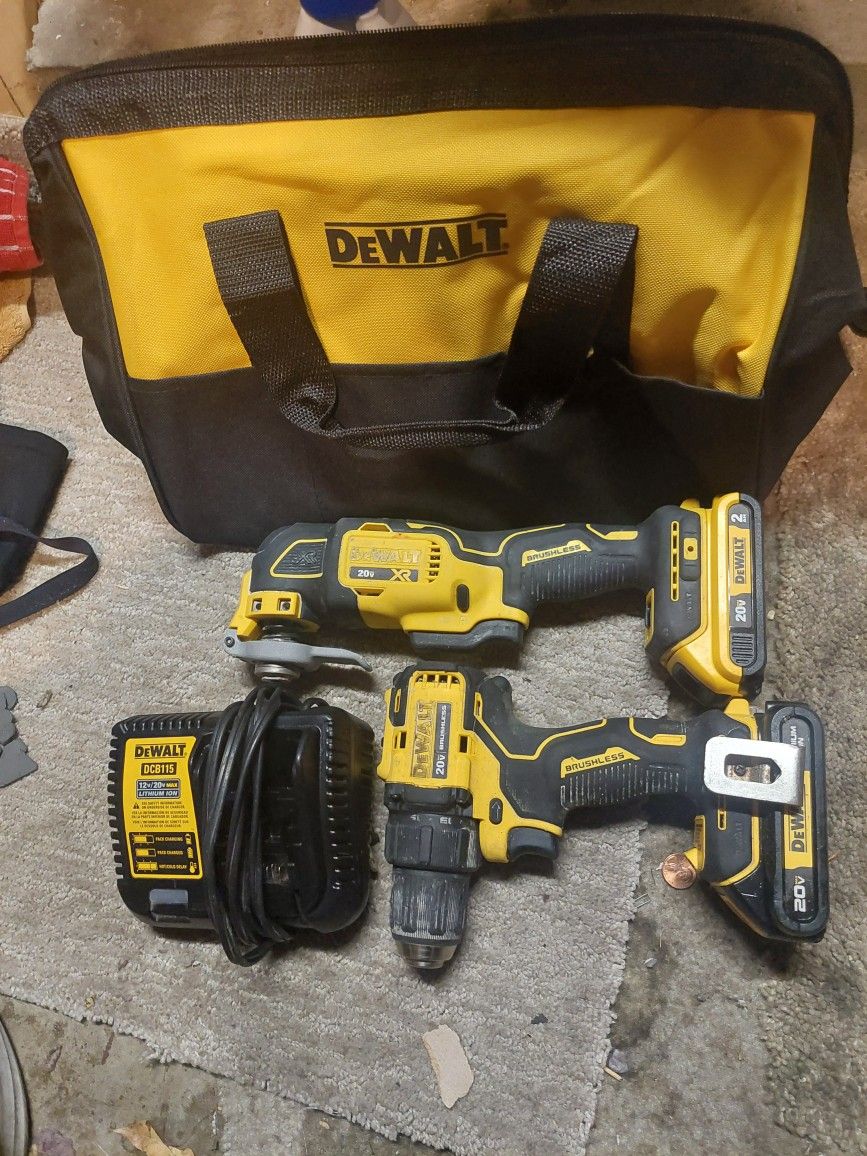 Dewalt Multitool And Regular Drill 2 Batteries And New Charger New Bag