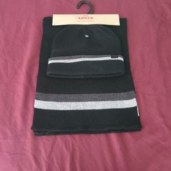 Levis Mens Scarf Beanie Set 