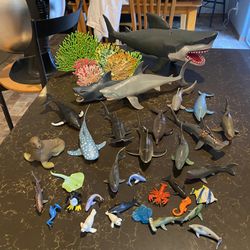 Large Aquatic Animal Used Toy Lot Sharks Galore 