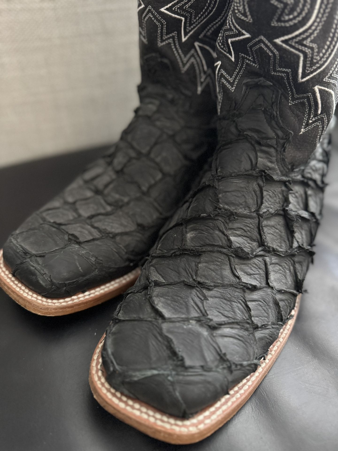 Durango Black Pirarucu Boots Sz 13