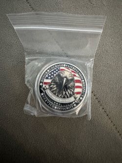 Honor Courage Faithfulness Respect Service Integrity Eagle USA Flag Coin