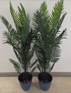 *** NEW LOW PRICE *** PAIR of 72" Faux Areca Palms in 13" (Diameter) Blue Planters (2 for $120) @ Lasting Creations