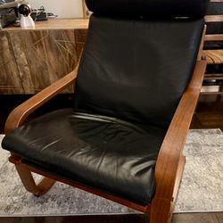 IKEA Poang Armchair Black Leather