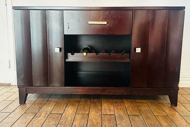 Espresso Dark Brown Wood Wine Cabinet