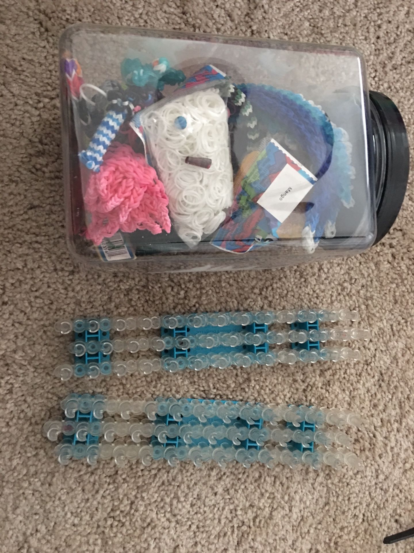 Rainbow Loom and assorted rubber bands