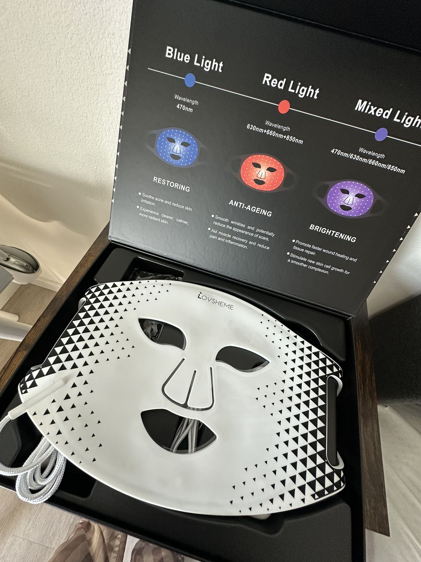 Red Light Therapy for Face – Face Mask with 3 Modes for Acne, Wrinkles & Skin Rejuvenation, red light therapy mask, Red L