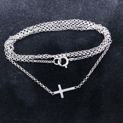 925 Sterling Silver Delicate Christian Cross Necklace Jesus Christ God Church