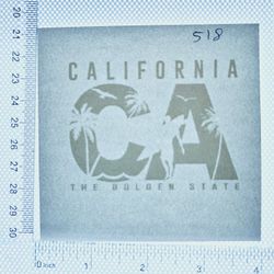 Iron On Heat Transfer  Good For T-shirts Sweaters Jackets T Shirt Design Size Is About 3x3  California  #518