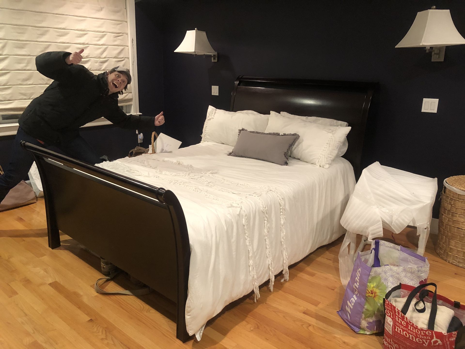 Crate and Barrel Queen Sleigh bed frame