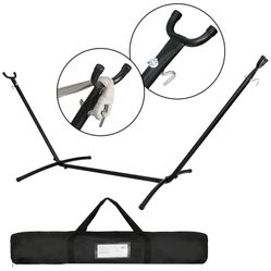 New 9ft Weather-Resistant Portable Steel Hammock Stand W/ Hook, Case, Black