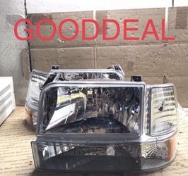 #29 Fit 92-1996 Ford Bronco F150 F250 F350 Chrome Halogen Headlight Head Light Set Pair Lamp
