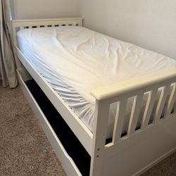 White Twin & Trundle Bed Frame Only 