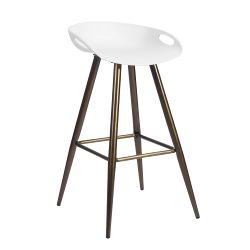 Open Box Homy Casa FIYAN White & Bronze Barstool Set 17.72" W x 18.9" D x 32.28" H Modern Seating for Kitchen, Dining, or Home Bar