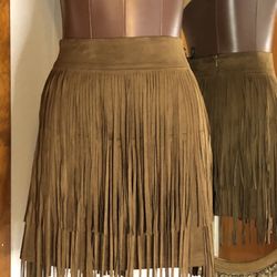 FOREVER 21 Brown Fringe Mini Skirt - Women | Color: Brown | Size: L